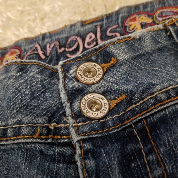 Angels Embroidered Y2k Floral 10" Flared Lowrise Denim Jeans Sz 9 (30×31) - Picture 2 of 16